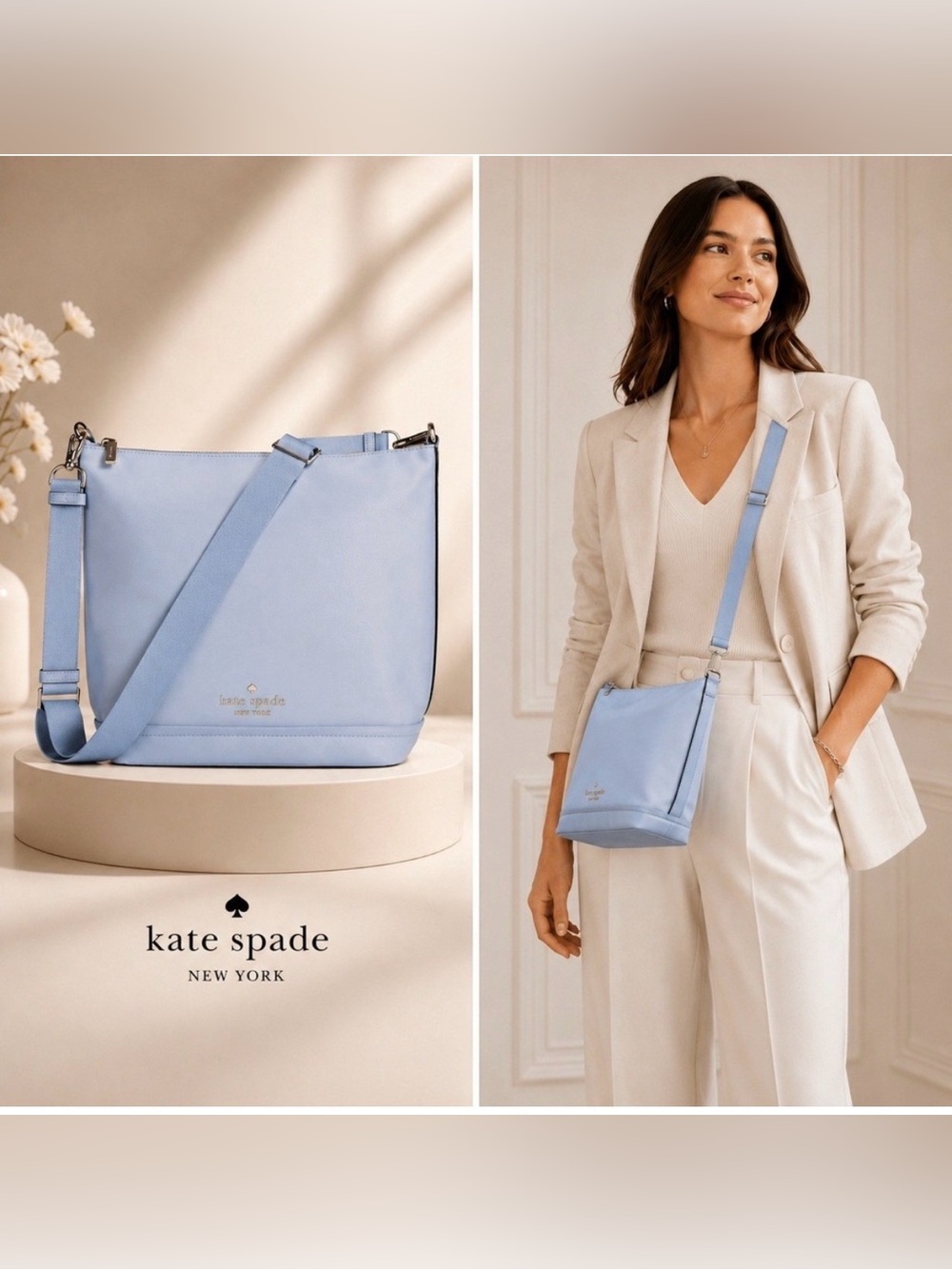Kate Spade Chelsea Large Duffle Crossbody Bag Light Blue Classic Minimalist